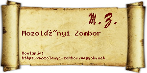 Mozolányi Zombor névjegykártya